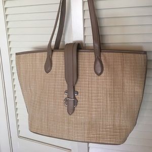 Tous Raphia Tan Combined material handbag